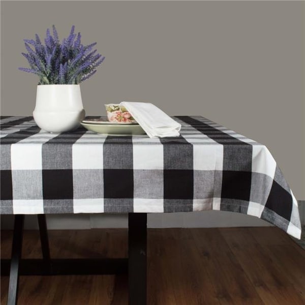 Dunroven House Dunroven House RK819-BLK 54 in. Farmhouse Check Square Tablecloth; Black & White RK819-BLK - main